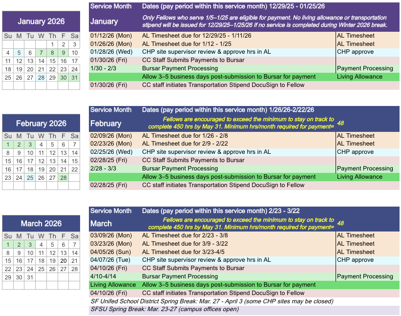 AY 25-26 Pay calendar - Jan - March