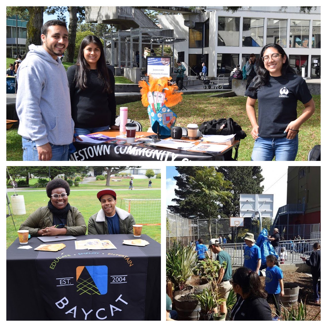 Collage of individual tabling at an outdoor event