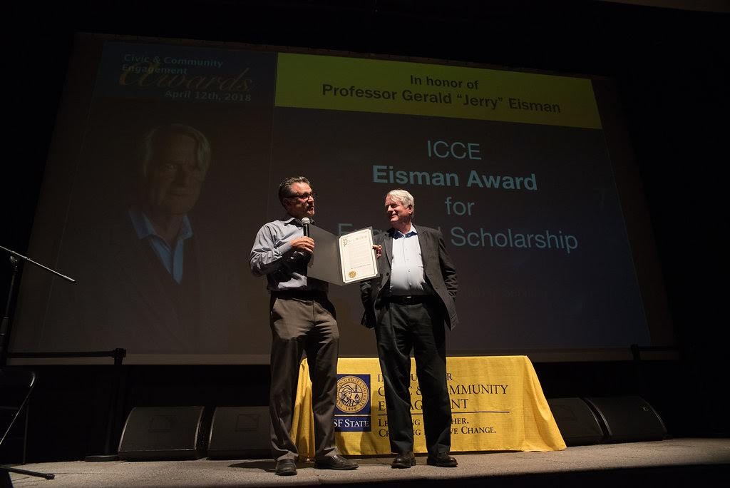 Professor Eisman receiving Award recognition Award