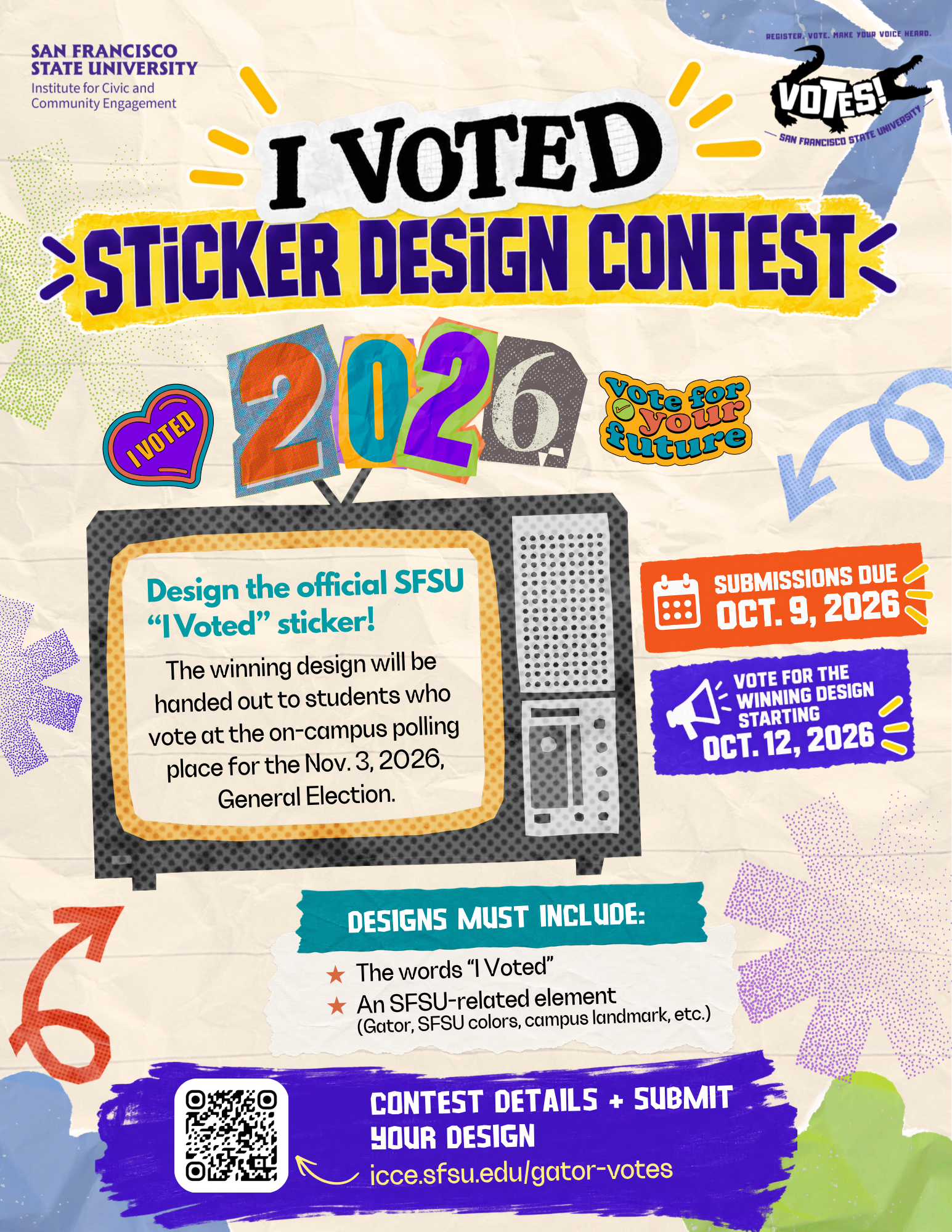 GV "I Voted" Sticker Design Contest Flyer 2026
