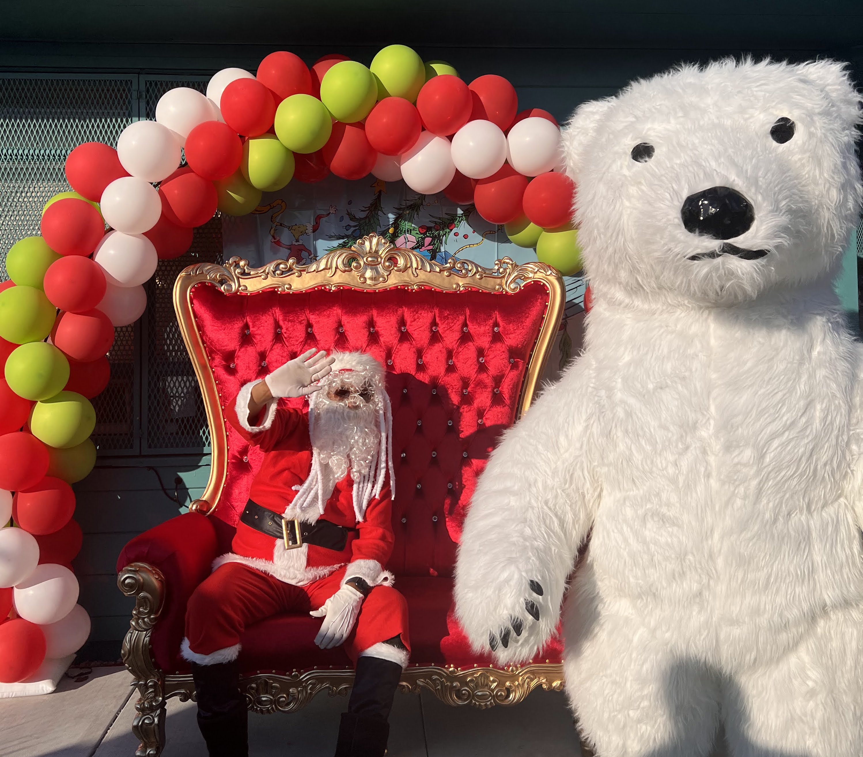 Santa and Sugar Bear at Toy Drive