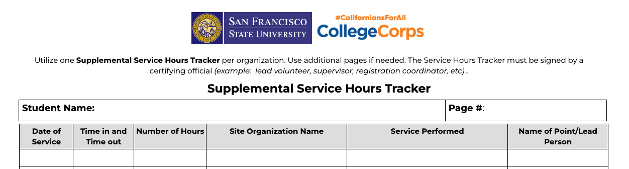 Supplemental Service Hours Tracker