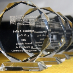 2017 Award crystal with awardee names